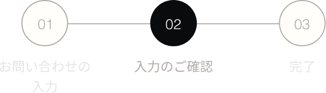 01 お問い合わせの入力 02 入力のご確認 03 完了